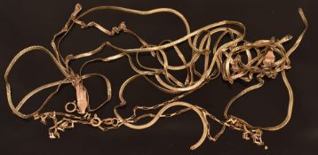 Two sections of 9ct gold necklaces, 11.8g