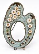 A micro mosaic photograph frame, decorated with flowers, with easel back, H10cm