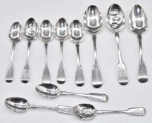 Fiddle pattern hallmarked silver spoons comprising three dessert spoons and 8 teaspoons, including