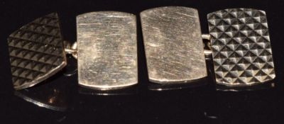 A pair of 9ct gold cufflinks with chequered decoration, 8.7g