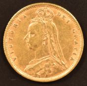 Queen Victoria 1892 Jubilee head gold half sovereign