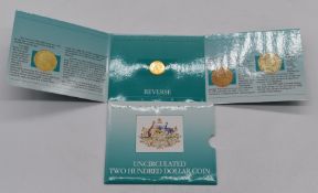 Australian uncirculated $200 gold coin, in presentation pack