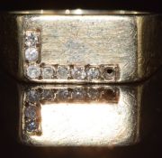 A 9ct gold signet ring with diamonds, 6.4g, size W