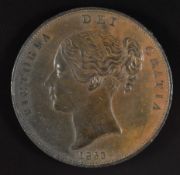 Queen Victoria 1853 copper penny, large flan, Seaby 3948 (NEF)