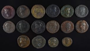 Roman Imperial coinage Julia Claudian Dynasty 27BC-AD69 Nero sixteen bronze coins comprising six