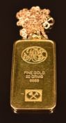 A 999 gold bar manufactured for Mocatta and Goldsmid Limited by the Johnson Matthey refinery, with