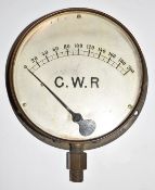 GWR steam locomotive pressure gauge, dated 31 3 09 to flange and also marked 45415 to rear,