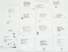 Seventy seven loose blue sapphires including Paraiba blue 2ct cushion cut, five matching marquise