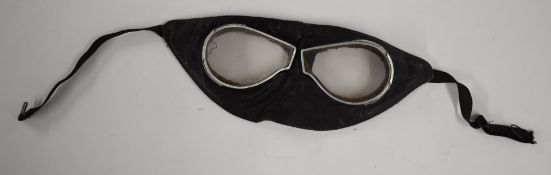 Vintage leather and aluminium motorcycle or flying goggles