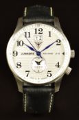 Junkers Iron Annie Dual Time JU 52 gentleman's wristwatch ref. 6640-1 with date aperture, subsidiary