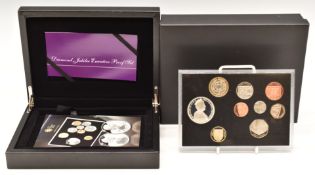 Royal Mint Diamond Jubilee executive proof set including sterling £5 coin, in case with outer box