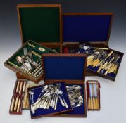 Silver and silver plated cutlery including a collection of pickle forks, one being hallmarked silver