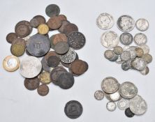 Thames and Severn Canal token, a 19thC cotton mill twopence sundry coinage and approximately 170g of