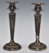 Pair of candlesticks marked Birks Sterling, height 18cm