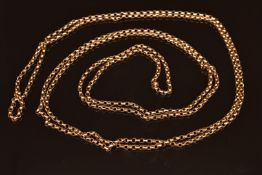 A 9ct gold guard chain, 30.2g, 176cm long
