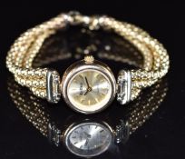 Ca D'oro 9ct gold ladies wristwatch with two-tone hands and hour markers, champagne dial and