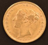 Queen Victoria 1873 young head gold half sovereign