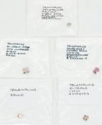 Six watermelon tourmalines including 2.51ct emerald cut, a pair of 1ct emerald cut, 1.2ct emerald