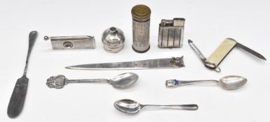 Hallmarked silver letter opener or paper knife with fox mask to top, Birmingham 1979, maker J B