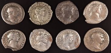 Roman Imperial coinage Adoptive Emperors AD96-138 Trajan eight silver Denarius, various reverses,