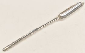 Georgian hallmarked silver double-ended marrow scoop, marks rubbed but appears to be late 18thC,