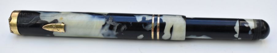 Pullman Meteore push pull capless pen with ballpoint modification, marbled resin body and gold