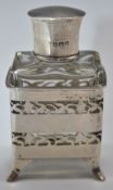 Art Deco hallmarked silver mounted scent bottle, Birmingham 1920 or 45, maker Charles S Green & Co