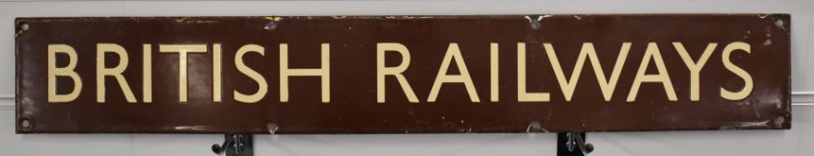 BR (W) British Railways vintage enamel poster board top or similar sign, 10 x 69cm
