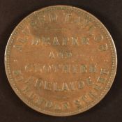Australia 19thC penny token, Alfred Taylor, Draper and Clothier, Adelaide, VF+