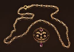 Victorian 9ct gold chain (6g) and an Edwardian pendant