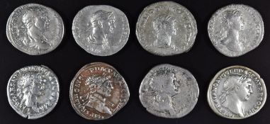 Roman Imperial coinage Adoptive Emperors AD96-138 Trajan eight silver Denarius, various reverses,