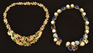 Two vintage necklaces comprising Christian Dior 1962 set with faux moonstone, lapis lazuli,
