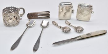 Hallmarked silver including two vesta cases, hallmarked silver holder, two hallmarked silver