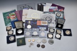 A collection of modern crowns to include silver examples, most in presentation cases, together