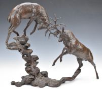 Richard Cooper and Company limited edition no 1 of 50 bronze study 'Highland Falls' of two red