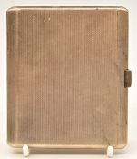 Art Deco hallmarked silver cigarette case with engine turned decoration, Birmingham 1947, maker Adie