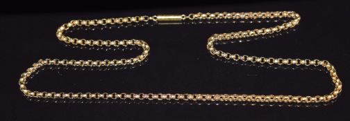 A 9ct gold belcher chain with barrel clasp, 6.4g, 46cm long