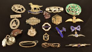 South African silver brooch, Scottish silver brooch, Victorian brooch set with malachite, Kenart