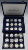 Westminster coin case containing twenty four various crown sized commemorative coins including