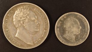 William IV 1834 half crown and shilling