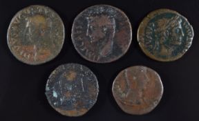 Roman Imperial coinage Julio-Claudian Dynasty 27BC-AD69 Augustus five various bronze coins to