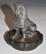 Armstrong Siddeley seated sphinx vintage car mascot on radiator cap, height 11cm