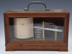 Late 19th/20thC mahogany cased barograph, W27 x D14 x H19cm