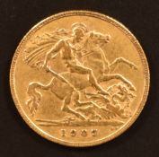 Edward VII 1907 gold half sovereign