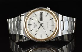 Seiko 5 gentleman's automatic wristwatch ref. 7009-3140 with day and date aperture, luminous steel