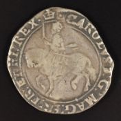 Charles I half crown 1635-6, Tower mint with crown mint mark under king, Seaby 2771, clipped but 90%