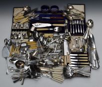Large quantity of silver plated cutlery including cased sets