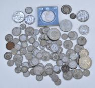 Coins to include 1891 Victorian and rocking horse crowns, Edward VII coronation medallion etc