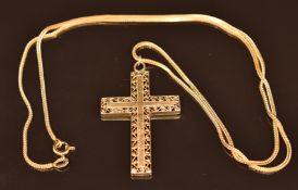 A 18ct gold cross and chain, 12g, 60cm long