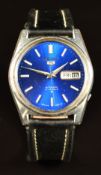 Seiko 5 gentleman's automatic wristwatch ref. 6119-8093 with day and date aperture, silver